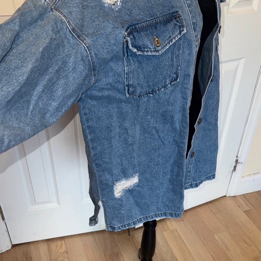 Distressed Blue Denim Jacket - Picture 3 of 11